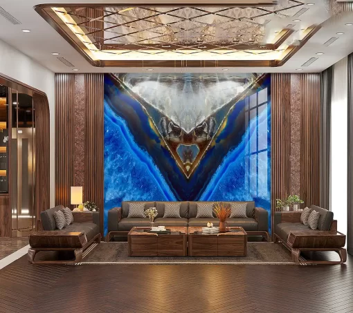 Tranh pvc tráng gương ốp tường vân đá đối xứng TC1487