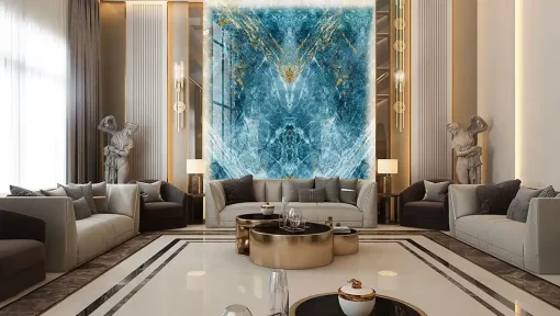 Tranh pvc tráng gương ốp tường vân đá đối xứng TC1489