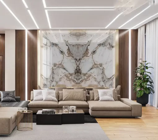 Tranh pvc tráng gương ốp tường vân đá đối xứng TC1493