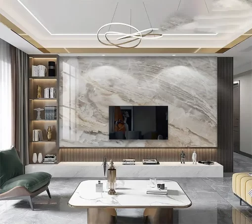 Tranh pvc tráng gương ốp tường vân đá TC1496