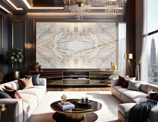 Tranh pvc tráng gương ốp tường vân đá đối xứng TC1497