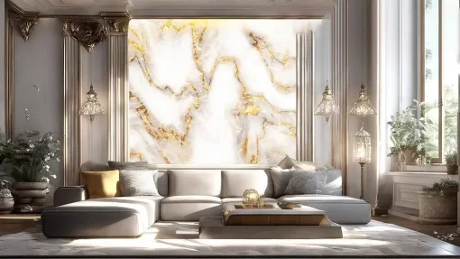 Tranh pvc tráng gương ốp tường vân đá TC1498