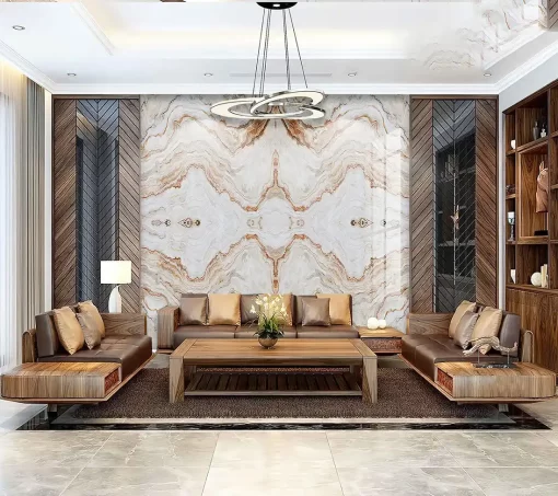 Tranh pvc tráng gương ốp tường vân đá đối xứng TC1501