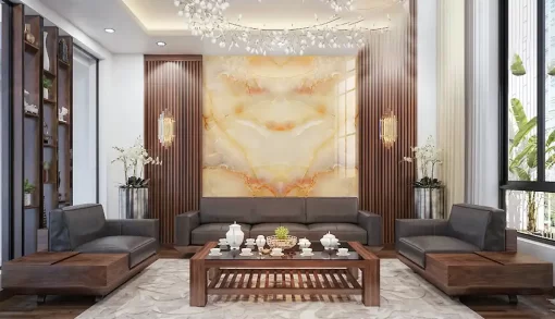 Tranh pvc tráng gương ốp tường vân đá đối xứng TC1503