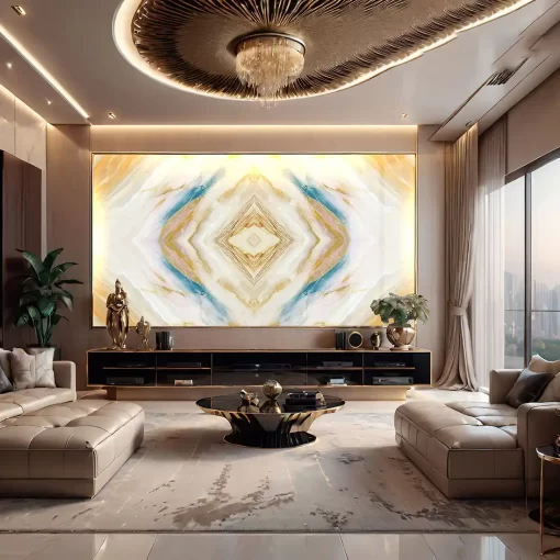 Tranh pvc tráng gương ốp tường vân đá đối xứng TC1505