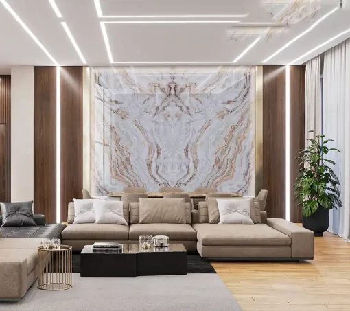 Tranh pvc tráng gương ốp tường vân đá đối xứng TC1506