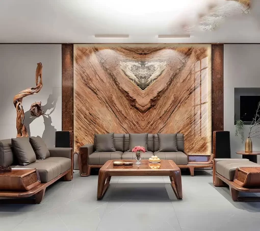 Tranh pvc tráng gương ốp tường vân đá đối xứng TC1512