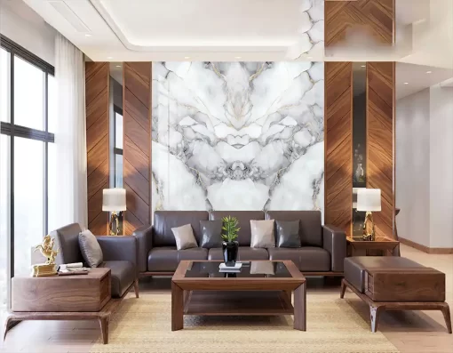 Tranh pvc tráng gương ốp tường vân đá đối xứng TC1517