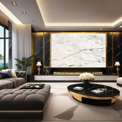 Tranh pvc tráng gương ốp tường vân đá TC1520