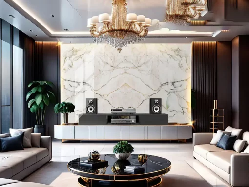 Tranh pvc tráng gương ốp tường vân đá đối xứng TC1521