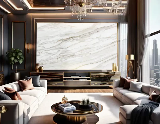 Tranh pvc tráng gương ốp tường vân đá TC1523