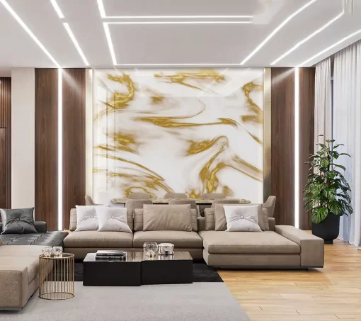 Tranh pvc tráng gương ốp tường vân đá TC1525