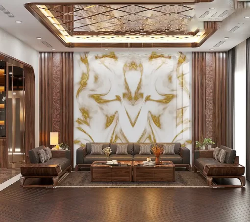 Tranh pvc tráng gương ốp tường vân đá đối xứng TC1526