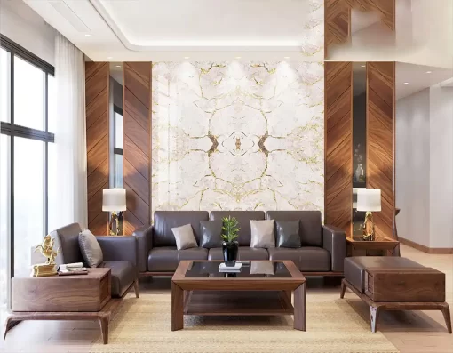 Tranh pvc tráng gương ốp tường vân đá đối xứng TC1530