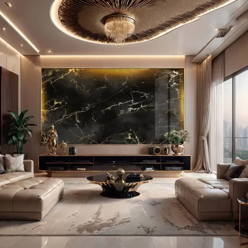 Tranh pvc tráng gương ốp tường vân đá TC1531