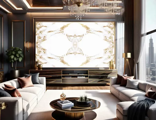 Tranh pvc tráng gương ốp tường vân đá đối xứng TC1536