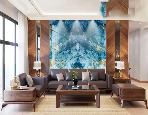 Tranh pvc tráng gương ốp tường vân đá đối xứng TC1543