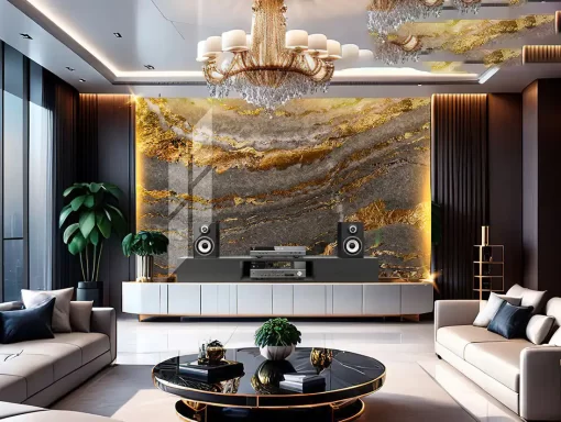 Tranh pvc tráng gương ốp tường vân đá TC1547