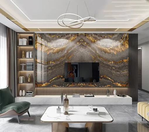 Tranh pvc tráng gương ốp tường vân đá đối xứng TC1548