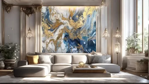 Tranh pvc tráng gương ốp tường vân đá TC1550