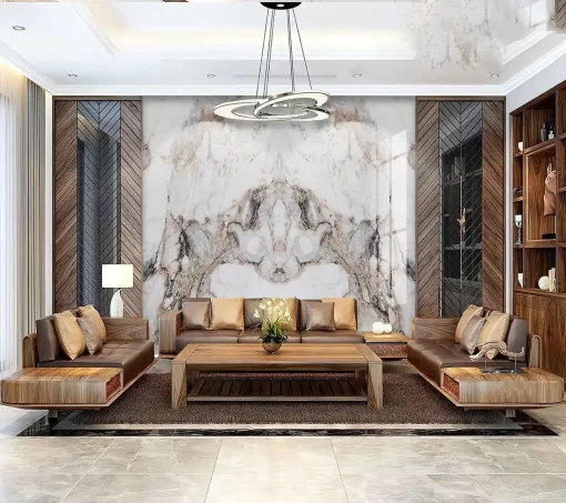 Tranh pvc tráng gương ốp tường vân đá đối xứng TC1553