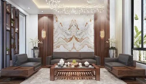 Tranh pvc tráng gương ốp tường vân đá đối xứng TC1555