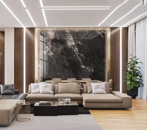 Tranh pvc tráng gương ốp tường vân đá TC1558