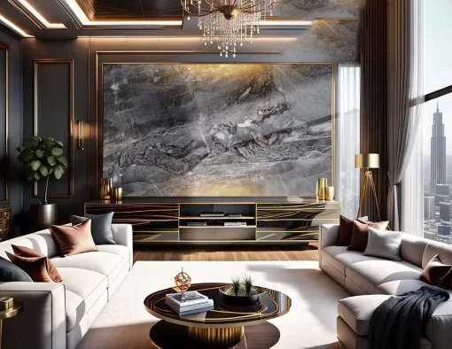 Tranh pvc tráng gương ốp tường vân đá TC1562