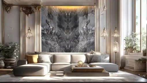 Tranh pvc tráng gương ốp tường vân đá đối xứng TC1563