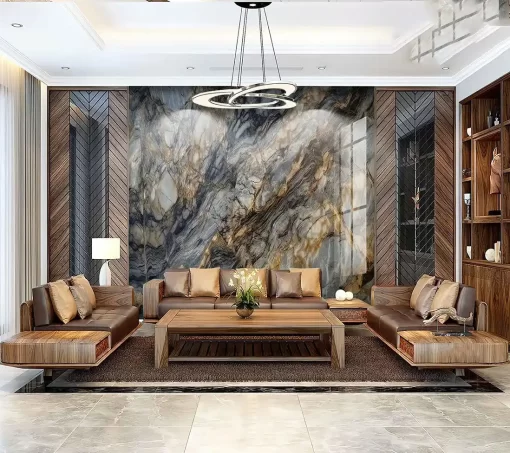 Tranh pvc tráng gương ốp tường vân đá TC1566