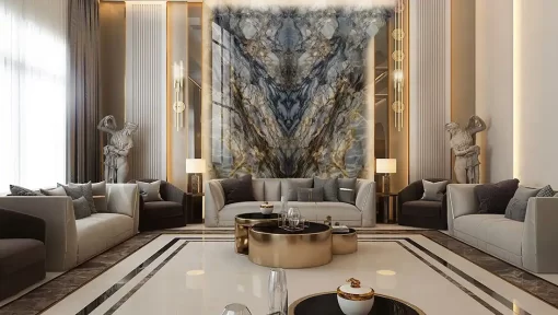 Tranh pvc tráng gương ốp tường vân đá đối xứng TC1567