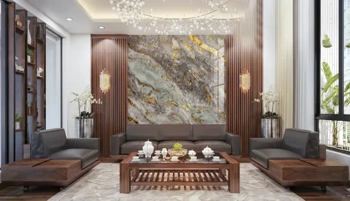 Tranh pvc tráng gương ốp tường vân đá TC1568