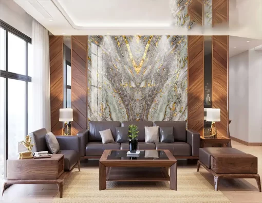 Tranh pvc tráng gương ốp tường vân đá đối xứng TC1569