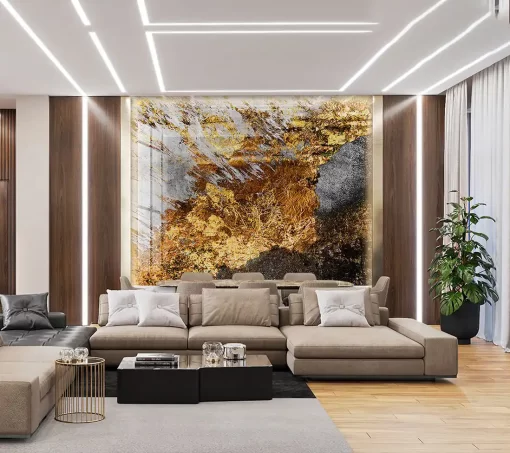 Tranh pvc tráng gương ốp tường vân đá TC1571