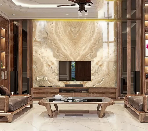 Tranh pvc tráng gương ốp tường vân đá đối xứng TC1574