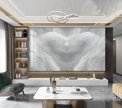 Tranh pvc tráng gương ốp tường vân đá đối xứng TC1576