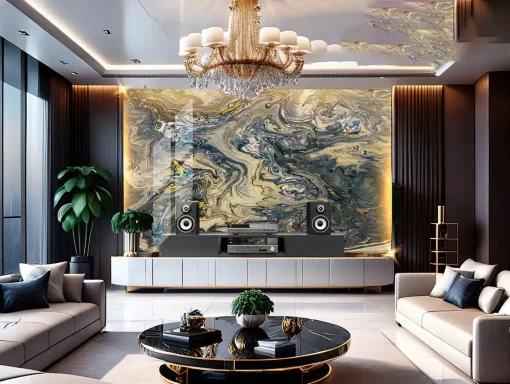 Tranh pvc tráng gương ốp tường vân đá TC1577