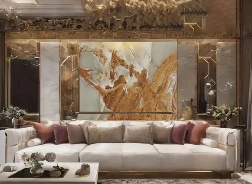 Tranh pvc tráng gương ốp tường vân đá TC1580