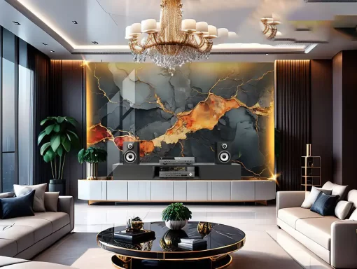 Tranh pvc tráng gương ốp tường vân đá TC1581