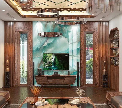 Tranh pvc tráng gương ốp tường vân đá TC1588