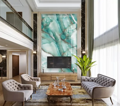 Tranh pvc tráng gương ốp tường vân đá thông tầng TC1589