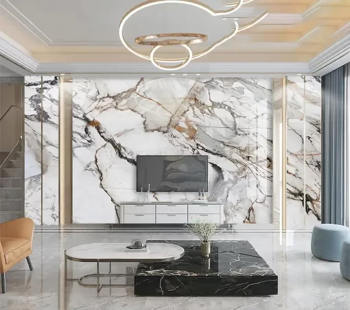 Tranh pvc tráng gương ốp tường vân đá TC1590
