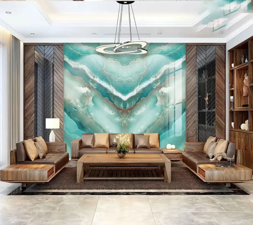 Tranh pvc tráng gương ốp tường vân đá đối xứng TC1593