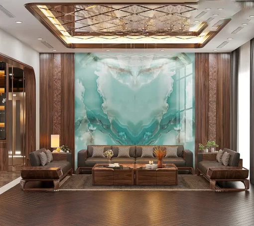 Tranh pvc tráng gương ốp tường vân đá đối xứng TC1595