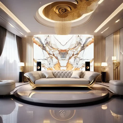 Tranh pvc tráng gương ốp tường vân đá đối xứng TC1596