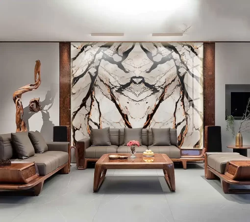 Tranh pvc tráng gương ốp tường vân đá đối xứng TC1597