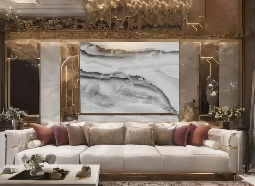 Tranh pvc tráng gương ốp tường vân đá TC1599