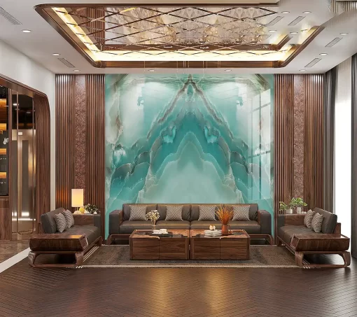 Tranh pvc tráng gương ốp tường vân đá đối xứng TC1601