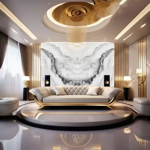 Tranh pvc tráng gương ốp tường vân đá đối xứng TC1603