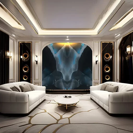 Tranh pvc tráng gương ốp tường vân đá đối xứng TC1608